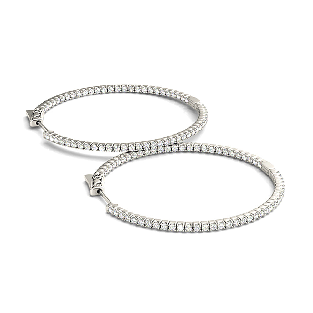 Inside-Out 1.25 ctw Diamond Hoop Earrings "U" Prong Set-VIRABYANI